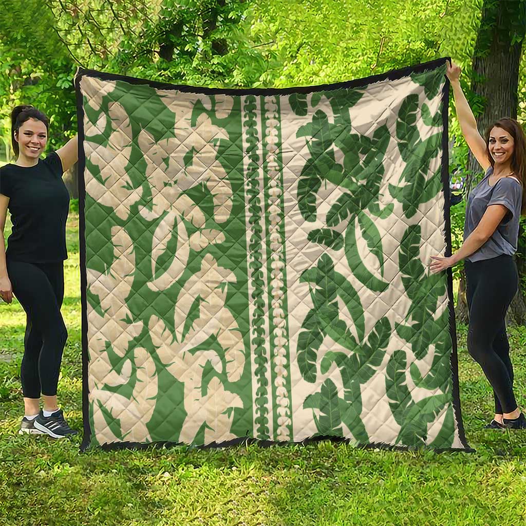 Hawaii Pua Kenikeni Lei Quilt With Lau Maia Green