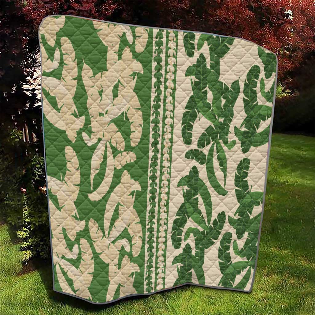 Hawaii Pua Kenikeni Lei Quilt With Lau Maia Green