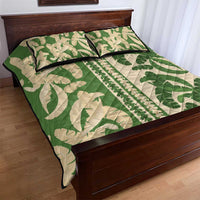 Hawaii Pua Kenikeni Lei Quilt Bed Set With Lau Maia Green