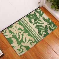 Hawaii Pua Kenikeni Lei Rubber Doormat With Lau Maia Green