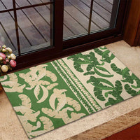 Hawaii Pua Kenikeni Lei Rubber Doormat With Lau Maia Green