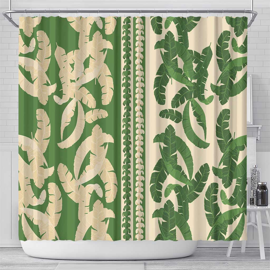 Hawaii Pua Kenikeni Lei Shower Curtain With Lau Maia Green