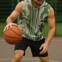 Hawaii Pua Kenikeni Lei Sleeveless Hoodie With Lau Maia Green