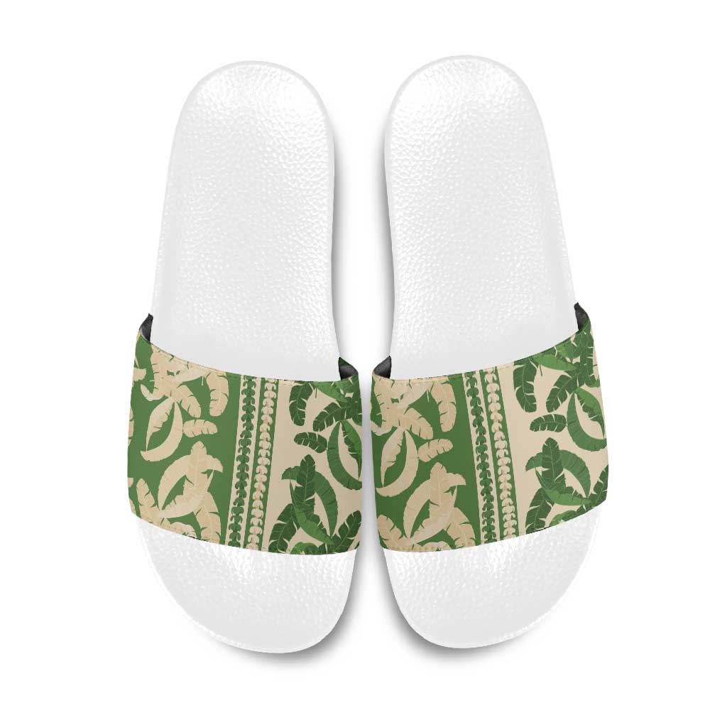 Hawaii Pua Kenikeni Lei Slide Sandals With Lau Maia Green
