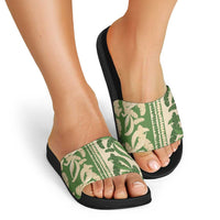 Hawaii Pua Kenikeni Lei Slide Sandals With Lau Maia Green