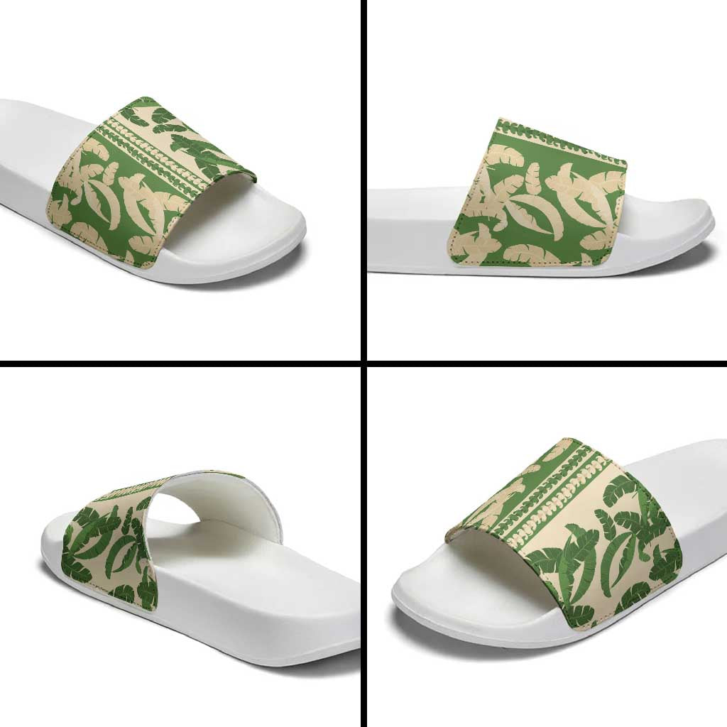 Hawaii Pua Kenikeni Lei Slide Sandals With Lau Maia Green