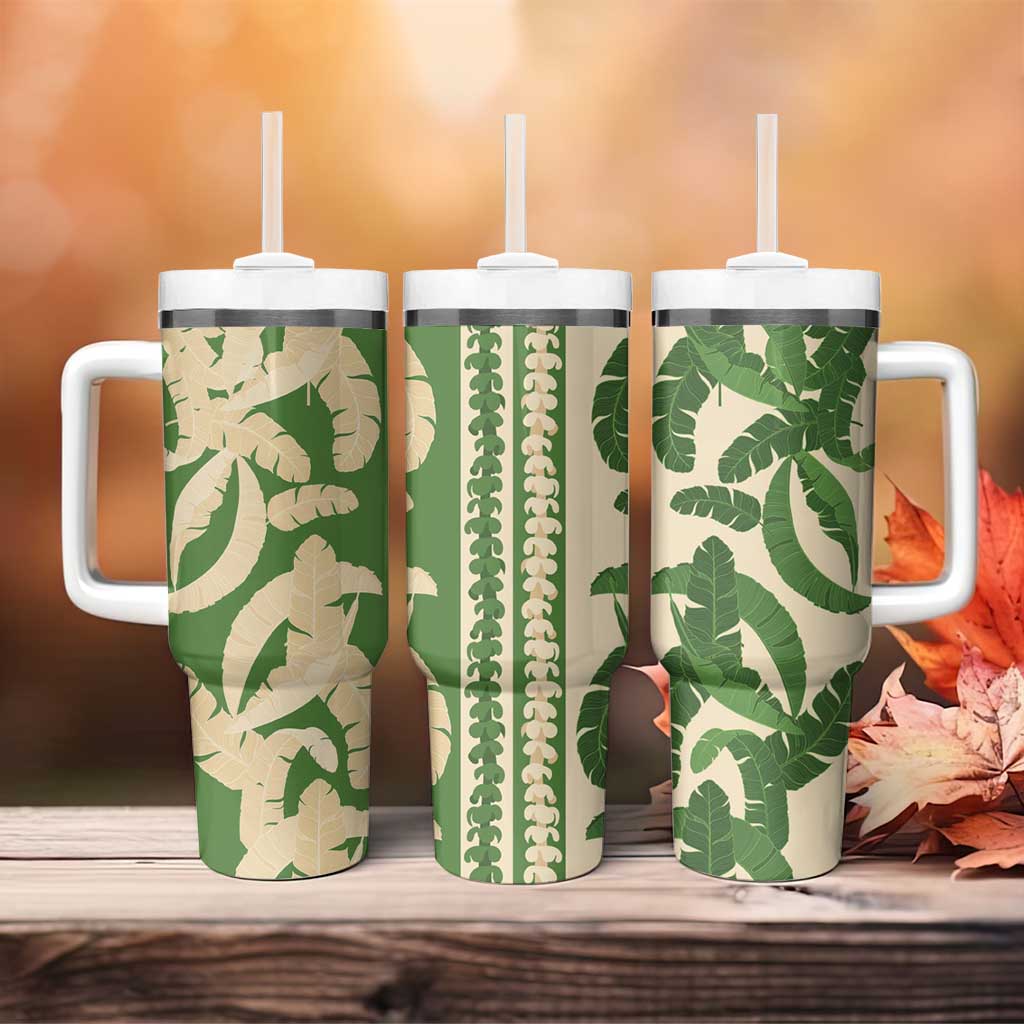 Hawaii Pua Kenikeni Lei Tumbler With Handle With Lau Maia Green