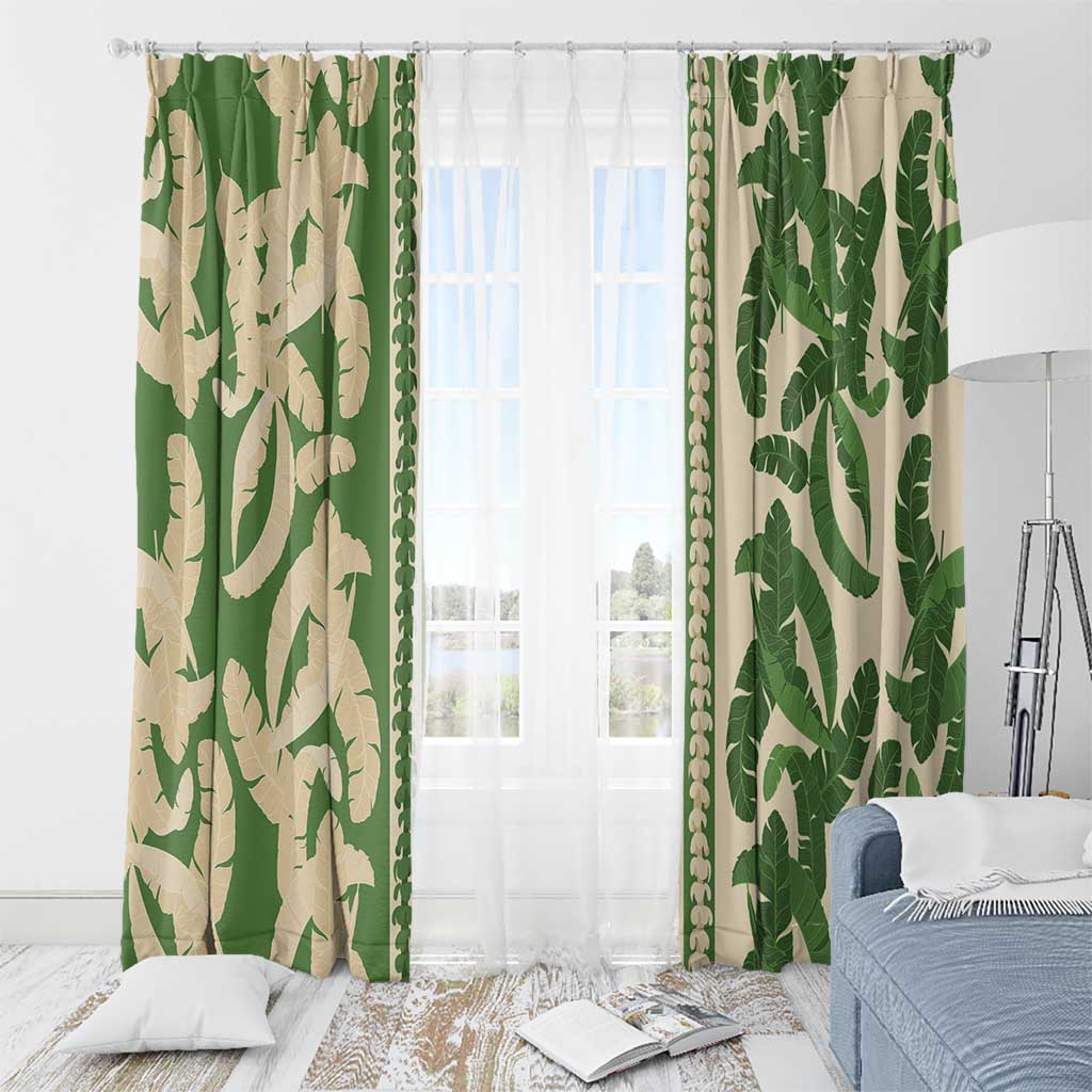 Hawaii Pua Kenikeni Lei Window Curtain With Lau Maia Green