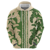 Hawaii Pua Kenikeni Lei Zip Hoodie With Lau Maia Green