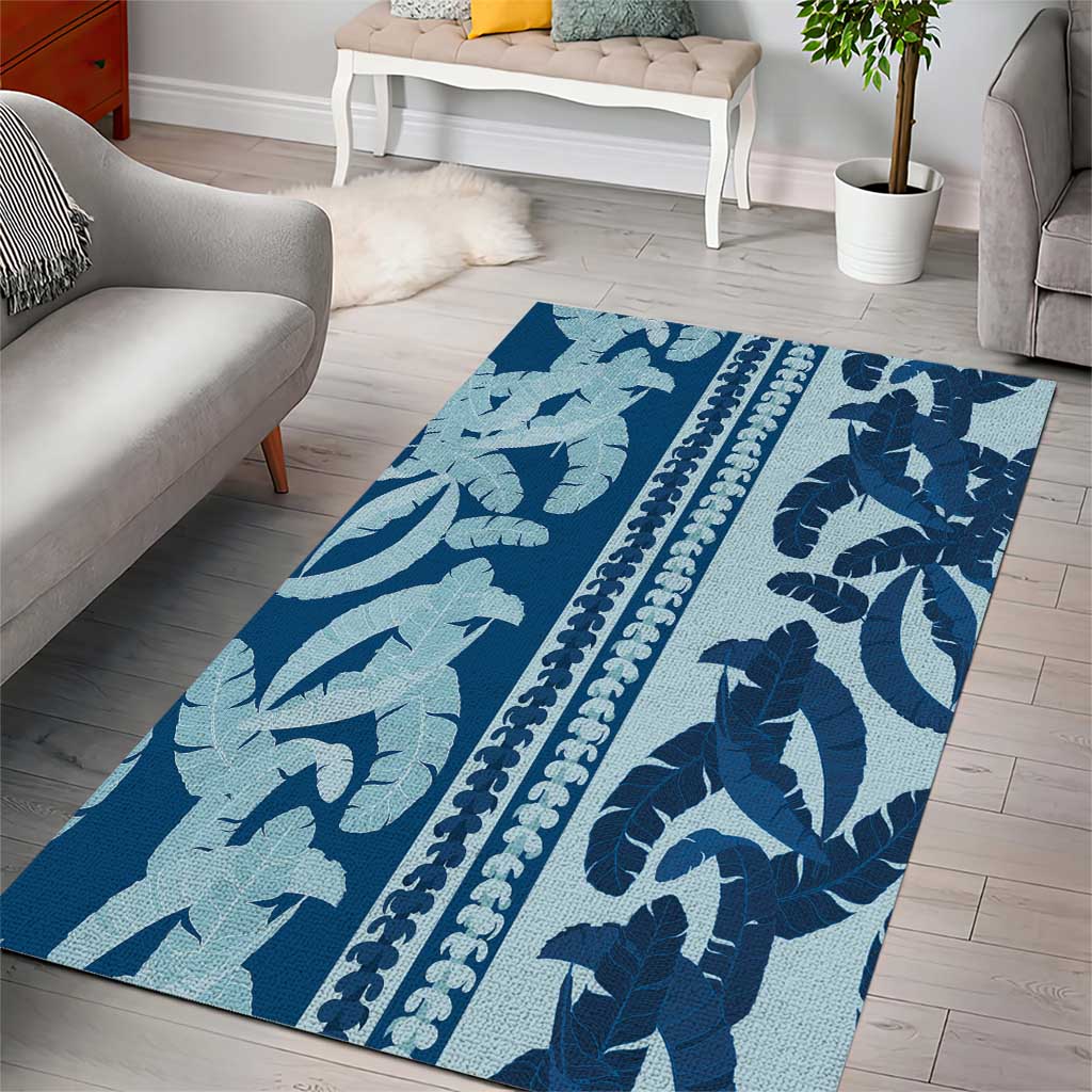 Hawaii Pua Kenikeni Lei Area Rug With Lau Maia Royal Blue