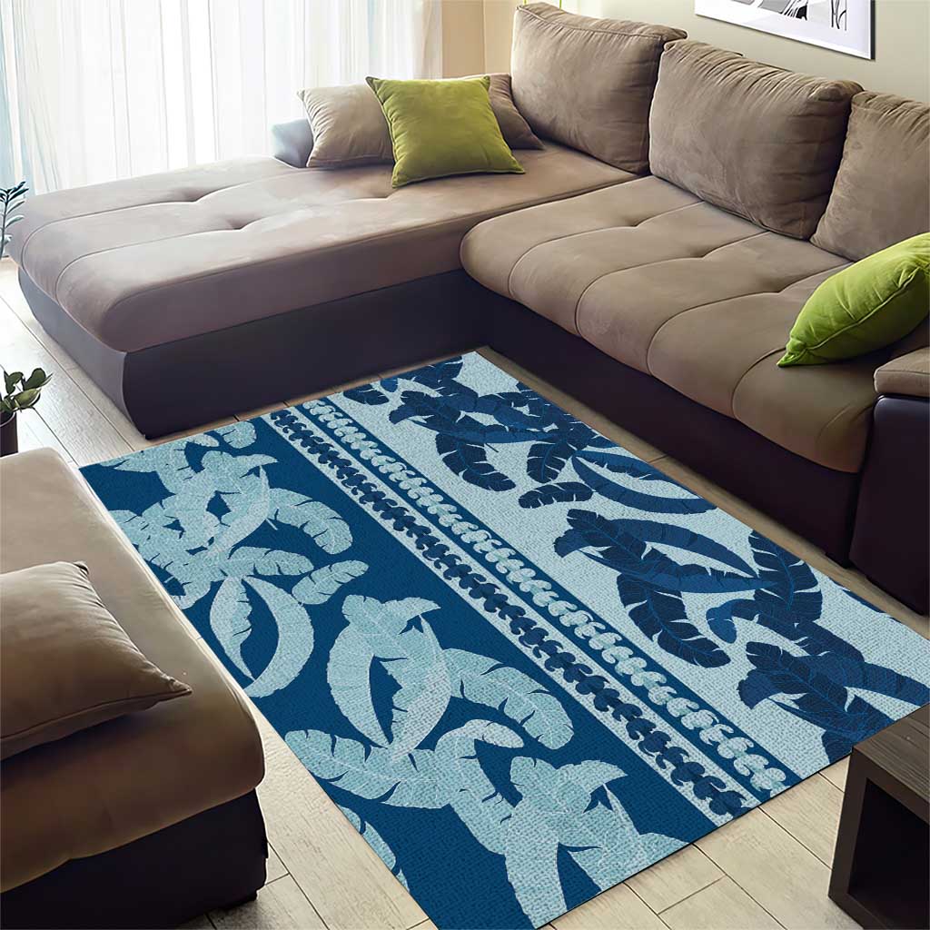 Hawaii Pua Kenikeni Lei Area Rug With Lau Maia Royal Blue
