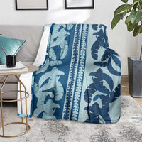 Hawaii Pua Kenikeni Lei Blanket With Lau Maia Royal Blue