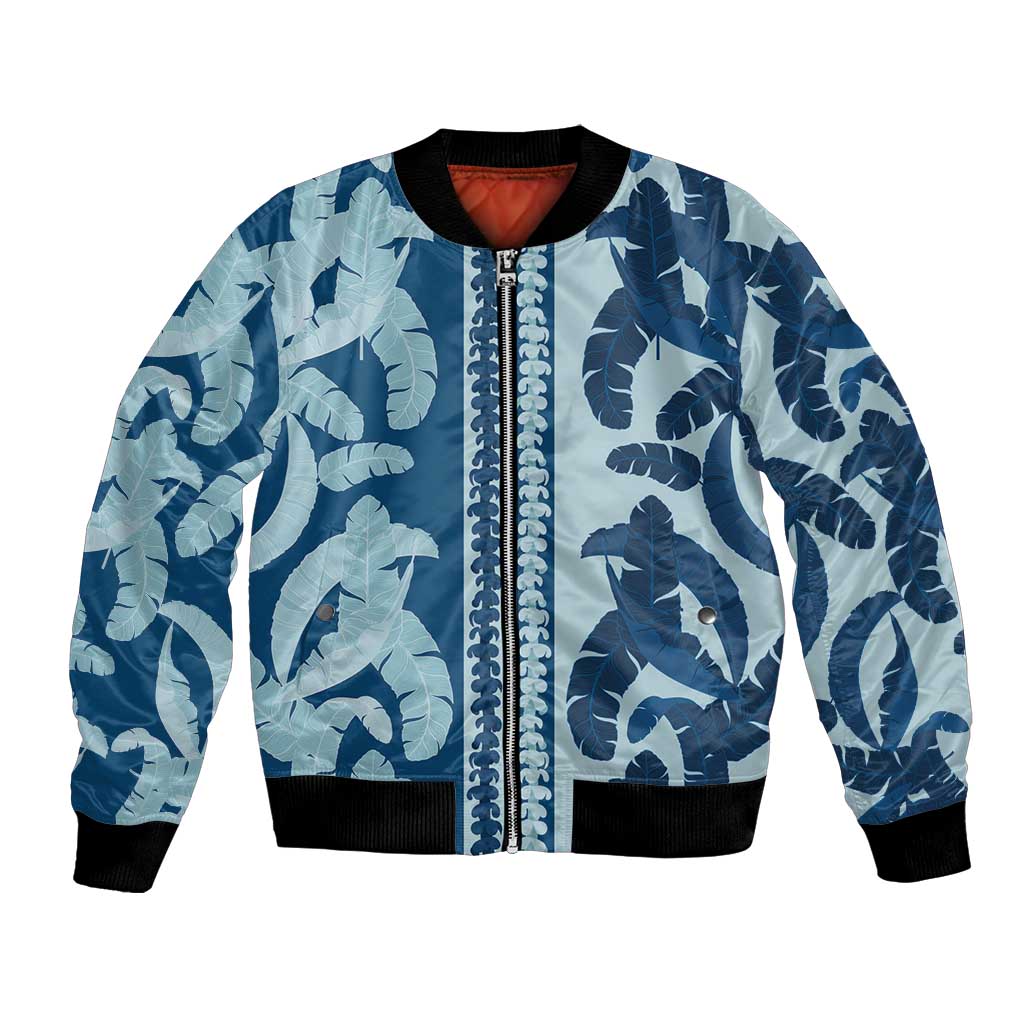 Hawaii Pua Kenikeni Lei Bomber Jacket With Lau Maia Royal Blue