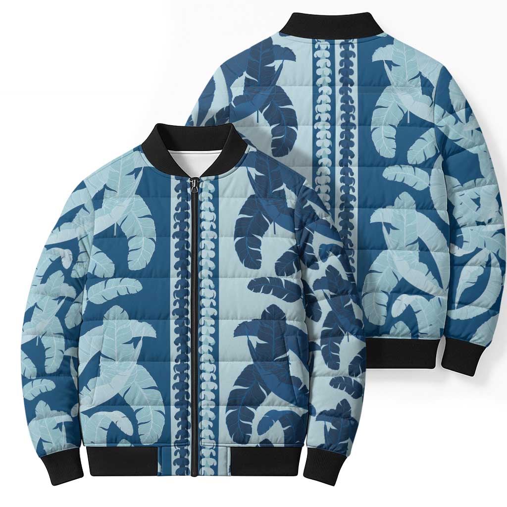 Hawaii Pua Kenikeni Lei Bomber Puffer Jacket With Lau Maia Royal Blue LT05 - Polynesian Pride