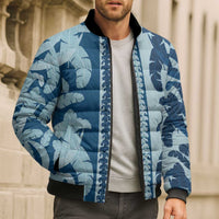 Hawaii Pua Kenikeni Lei Bomber Puffer Jacket With Lau Maia Royal Blue LT05 - Polynesian Pride