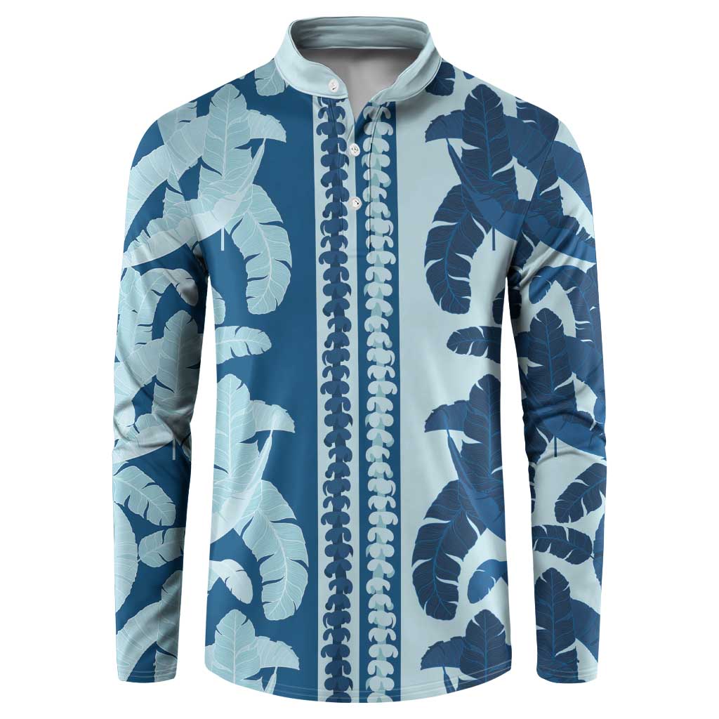 Hawaii Pua Kenikeni Lei Button Sweatshirt With Lau Maia Royal Blue