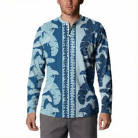 Hawaii Pua Kenikeni Lei Button Sweatshirt With Lau Maia Royal Blue