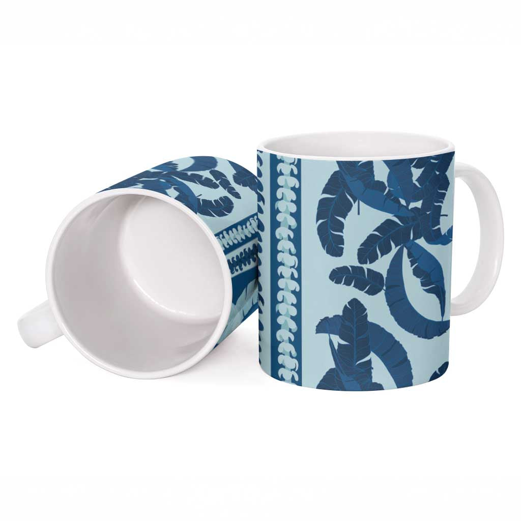 Hawaii Pua Kenikeni Lei Ceramic Mug With Lau Maia Royal Blue