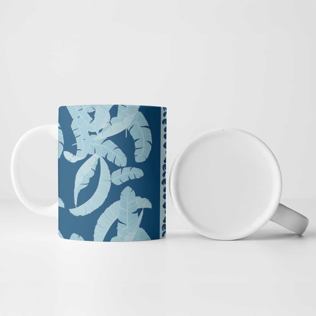 Hawaii Pua Kenikeni Lei Ceramic Mug With Lau Maia Royal Blue