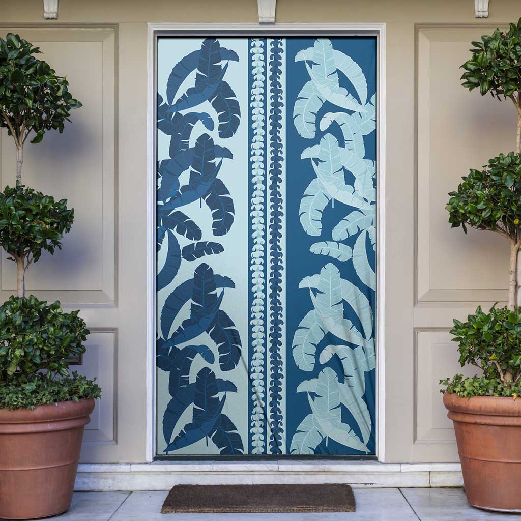 Hawaii Pua Kenikeni Lei Door Cover With Lau Maia Royal Blue