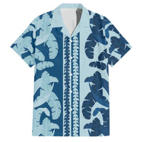 Hawaii Pua Kenikeni Lei Family Matching Mermaid Dress and Hawaiian Shirt With Lau Maia Royal Blue LT05 Dad's Shirt - Short Sleeve Blue - Polynesian Pride