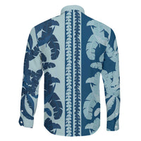 Hawaii Pua Kenikeni Lei Family Matching Short Sleeve Bodycon Dress and Hawaiian Shirt With Lau Maia Royal Blue LT05 - Polynesian Pride