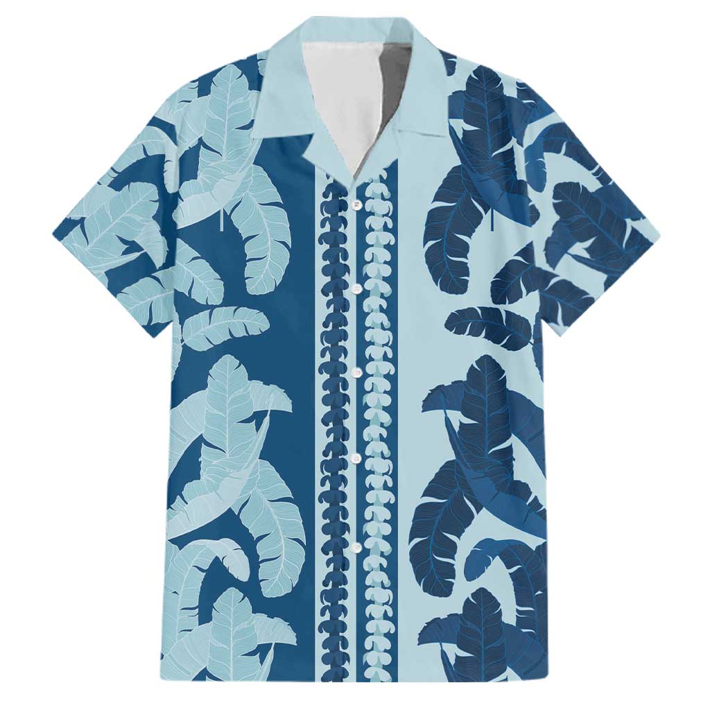 Hawaii Pua Kenikeni Lei Family Matching Summer Maxi Dress and Hawaiian Shirt With Lau Maia Royal Blue LT05 Dad's Shirt - Short Sleeve Blue - Polynesian Pride
