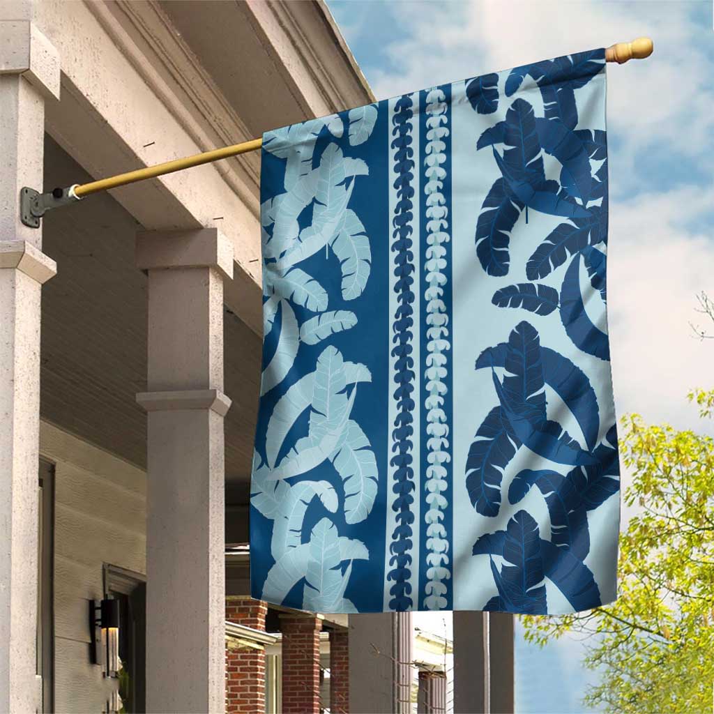 Hawaii Pua Kenikeni Lei Garden Flag With Lau Maia Royal Blue