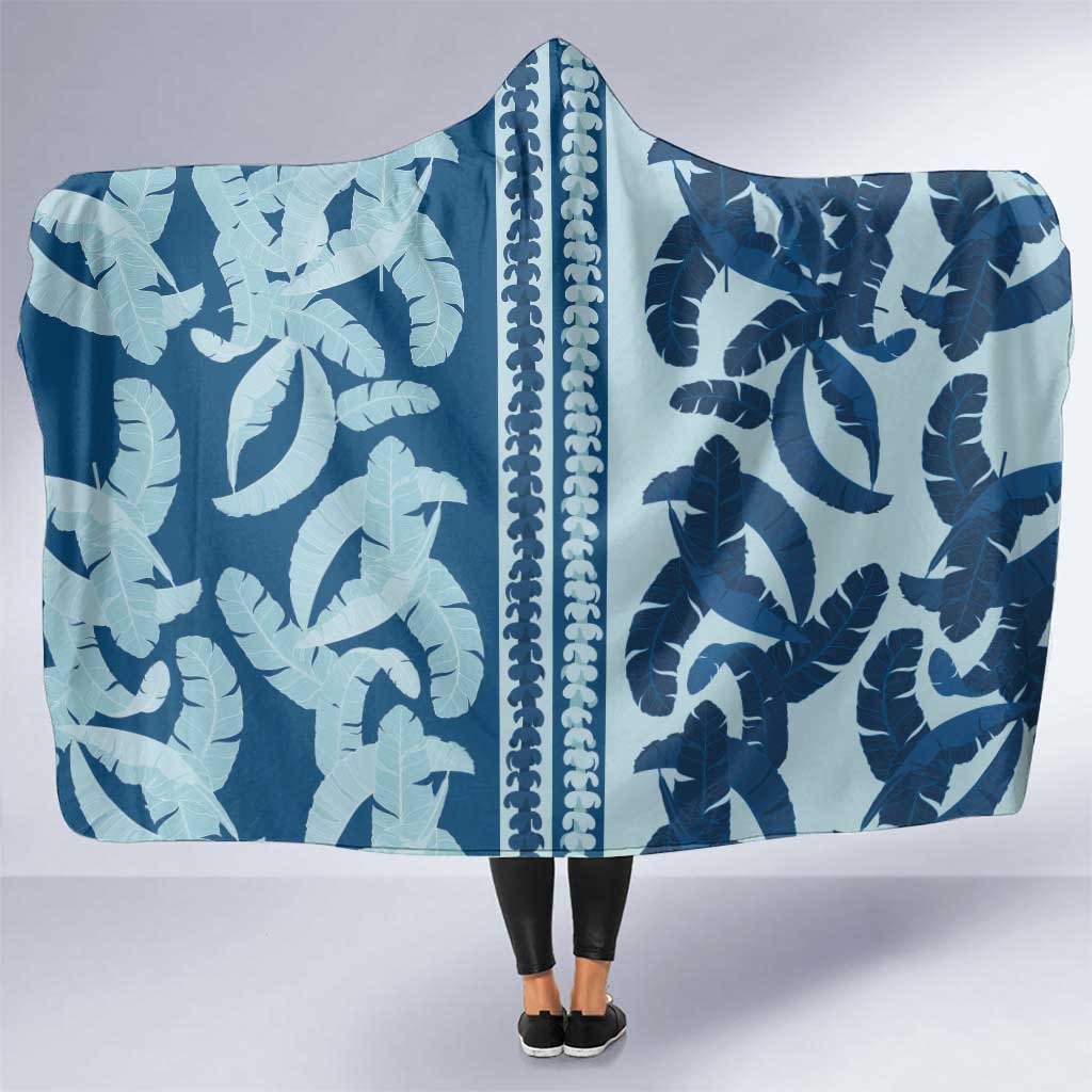 Hawaii Pua Kenikeni Lei Hooded Blanket With Lau Maia Royal Blue
