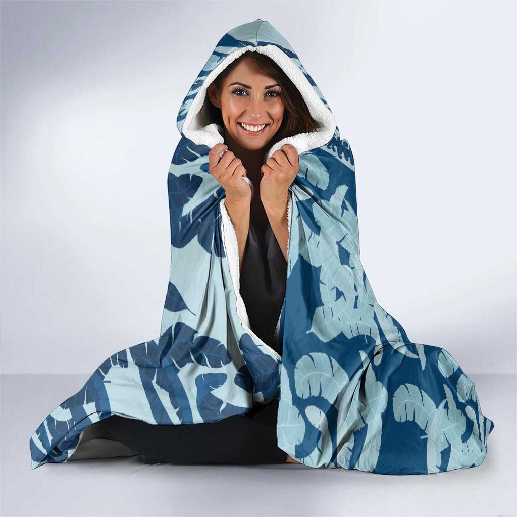 Hawaii Pua Kenikeni Lei Hooded Blanket With Lau Maia Royal Blue