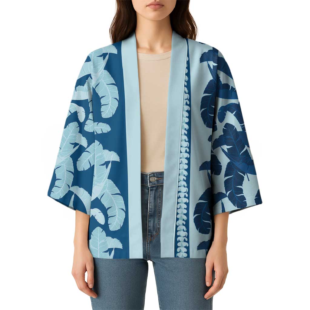 Hawaii Pua Kenikeni Lei Kimono With Lau Maia Royal Blue