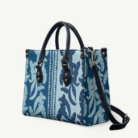 Hawaii Pua Kenikeni Lei Leather Bag With Lau Maia Royal Blue