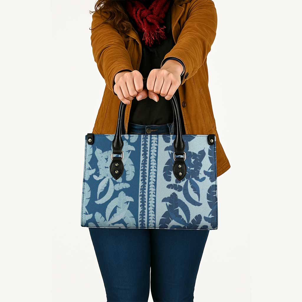 Hawaii Pua Kenikeni Lei Leather Bag With Lau Maia Royal Blue