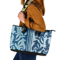 Hawaii Pua Kenikeni Lei Leather Tote Bag With Lau Maia Royal Blue