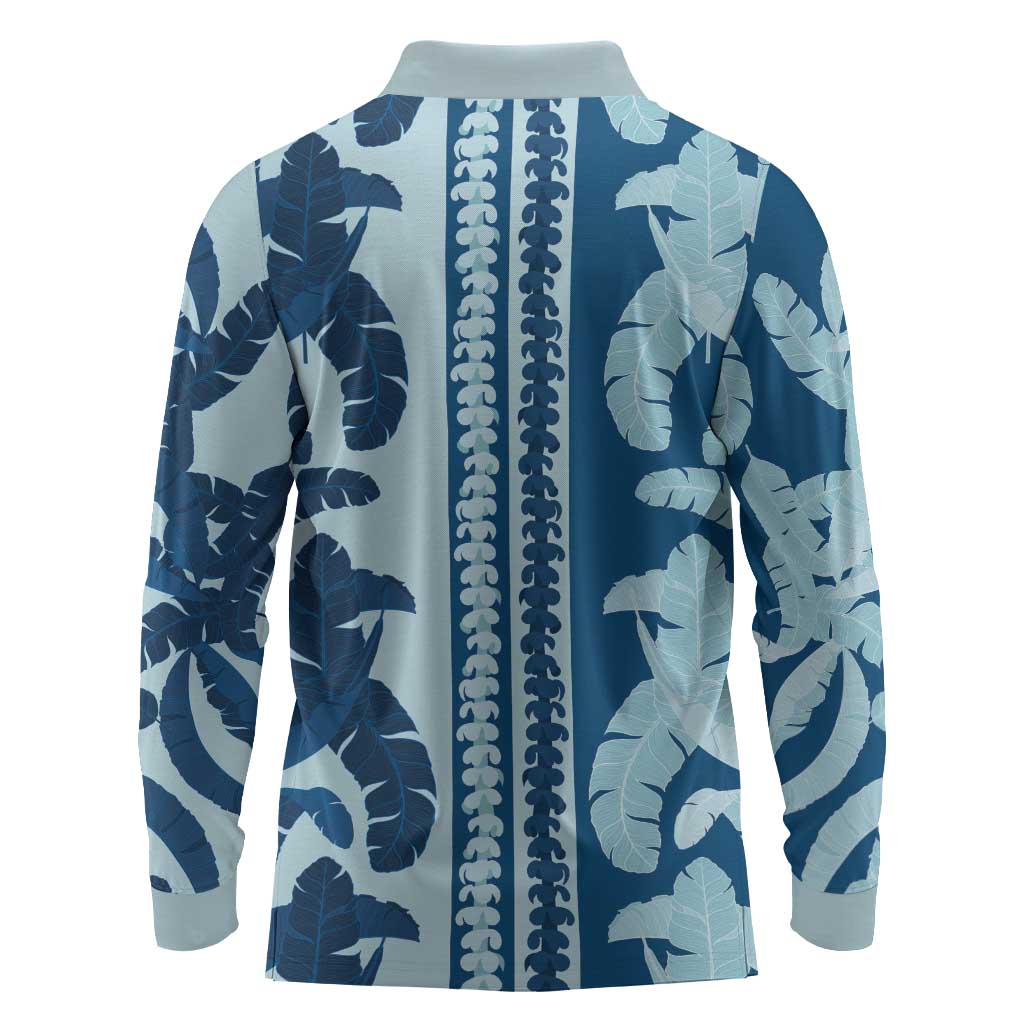 Hawaii Pua Kenikeni Lei Long Sleeve Polo Shirt With Lau Maia Royal Blue