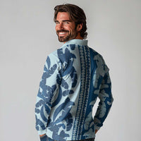 Hawaii Pua Kenikeni Lei Long Sleeve Polo Shirt With Lau Maia Royal Blue