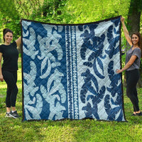 Hawaii Pua Kenikeni Lei Quilt With Lau Maia Royal Blue