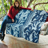 Hawaii Pua Kenikeni Lei Quilt With Lau Maia Royal Blue