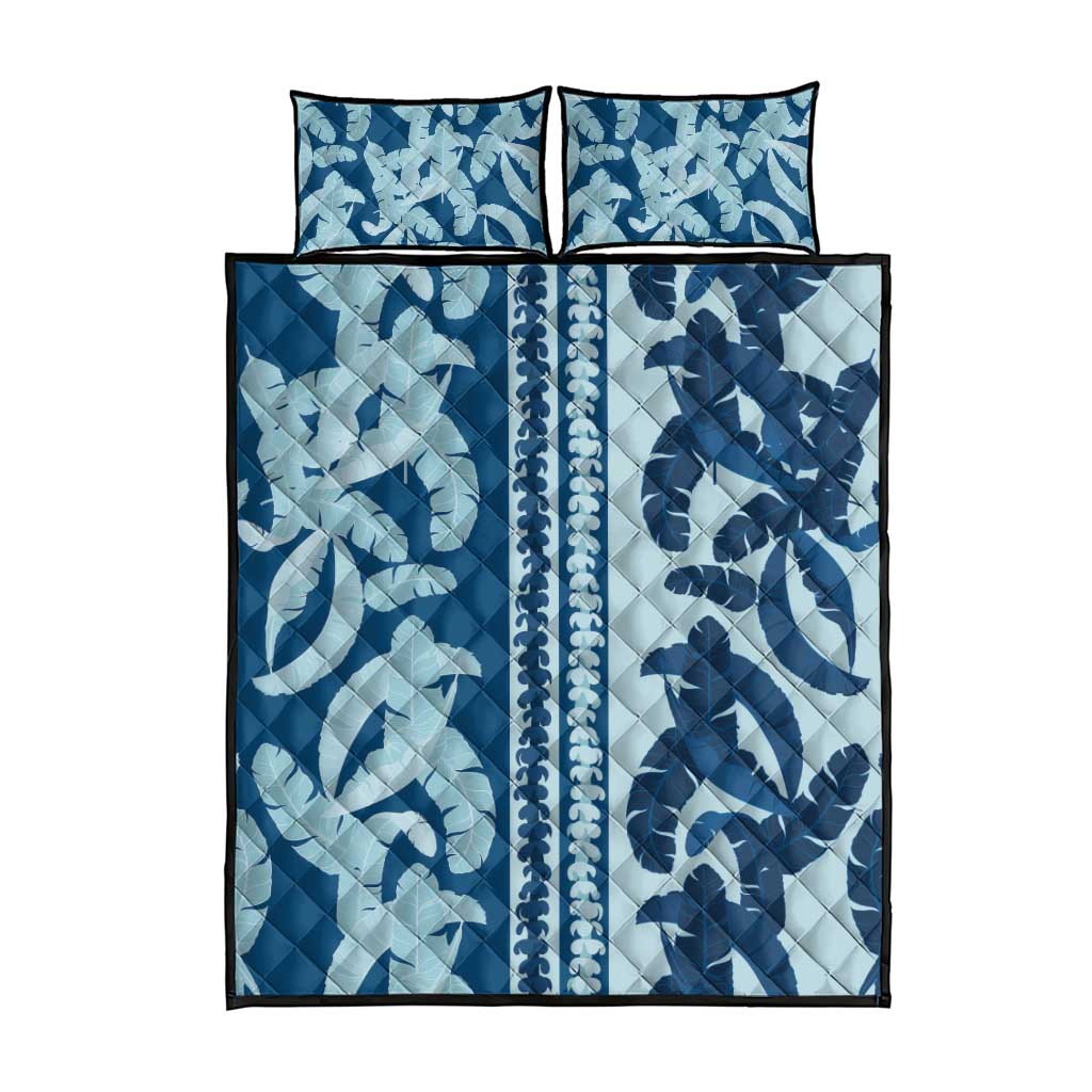 Hawaii Pua Kenikeni Lei Quilt Bed Set With Lau Maia Royal Blue