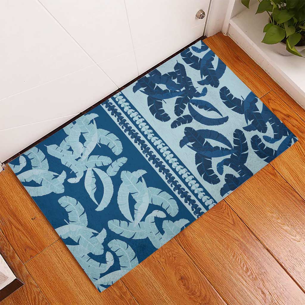 Hawaii Pua Kenikeni Lei Rubber Doormat With Lau Maia Royal Blue