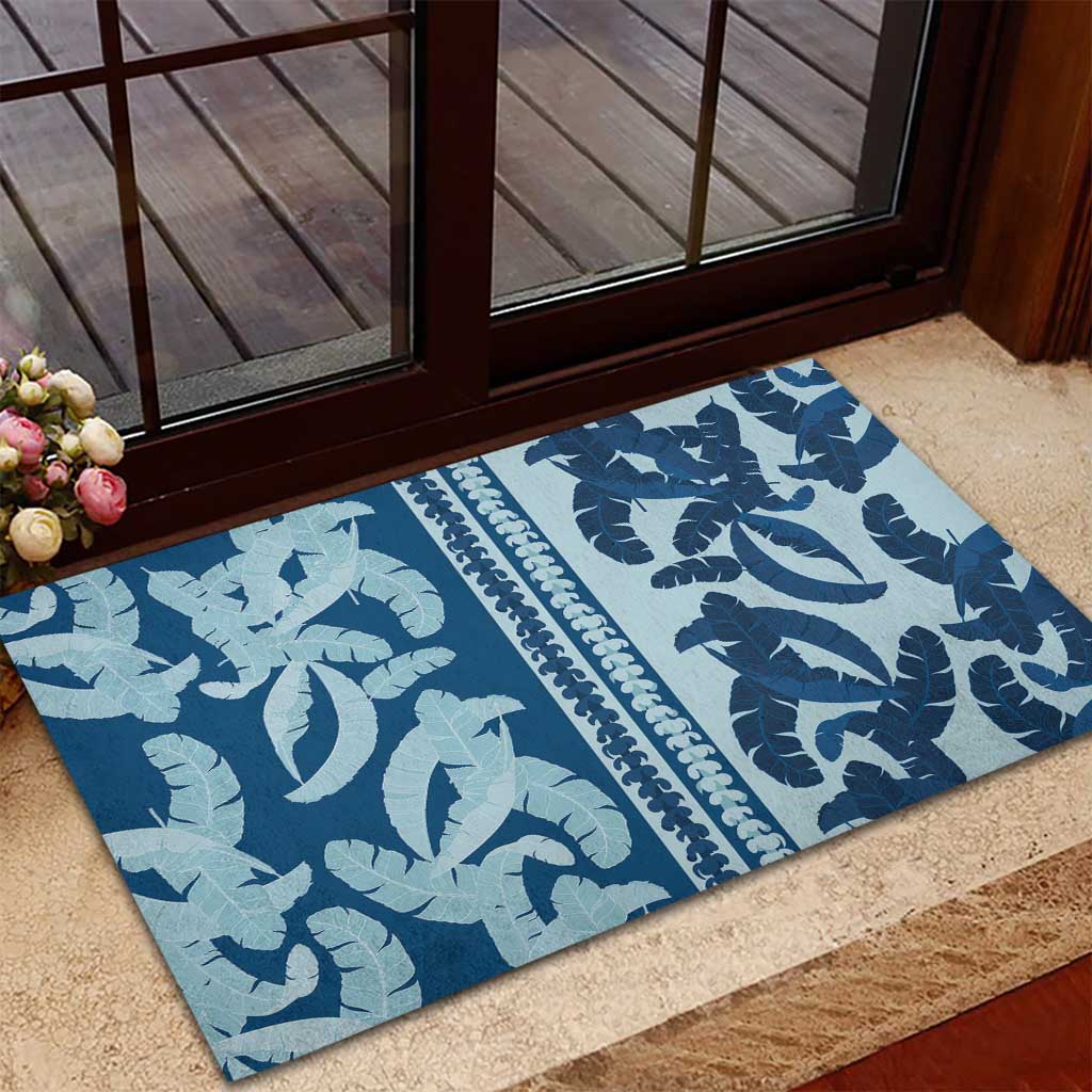 Hawaii Pua Kenikeni Lei Rubber Doormat With Lau Maia Royal Blue