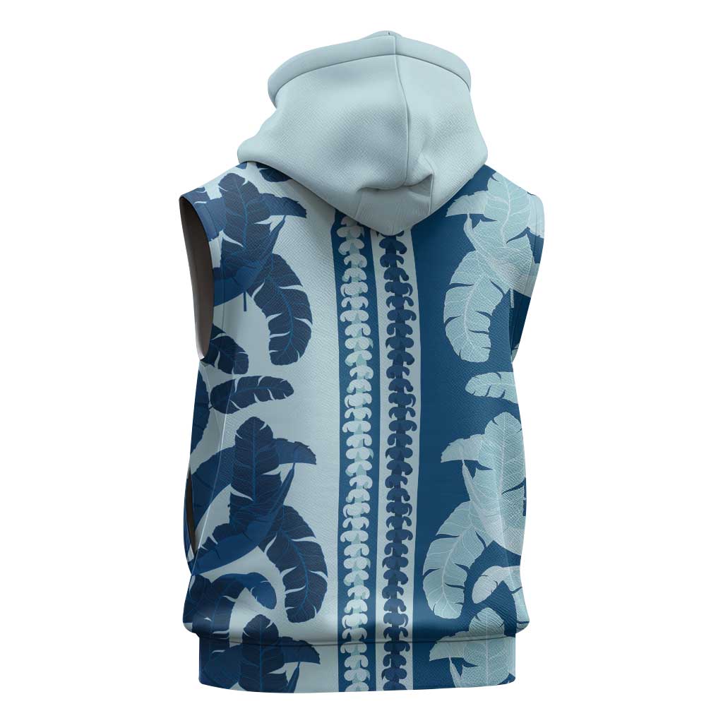Hawaii Pua Kenikeni Lei Sleeveless Zip Hoodie With Lau Maia Royal Blue