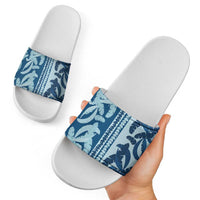 Hawaii Pua Kenikeni Lei Slide Sandals With Lau Maia Royal Blue