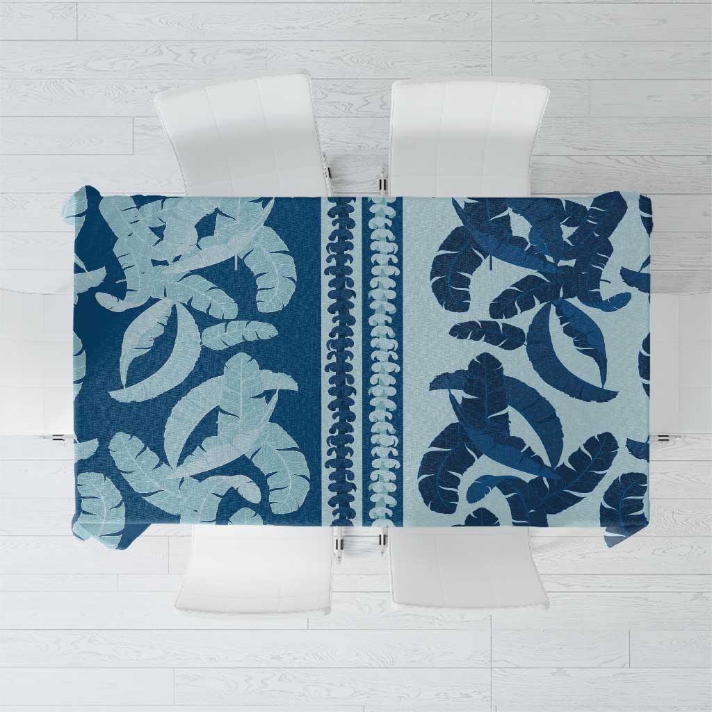 Hawaii Pua Kenikeni Lei Tablecloth With Lau Maia Royal Blue