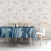 Hawaii Pua Kenikeni Lei Tablecloth With Lau Maia Royal Blue