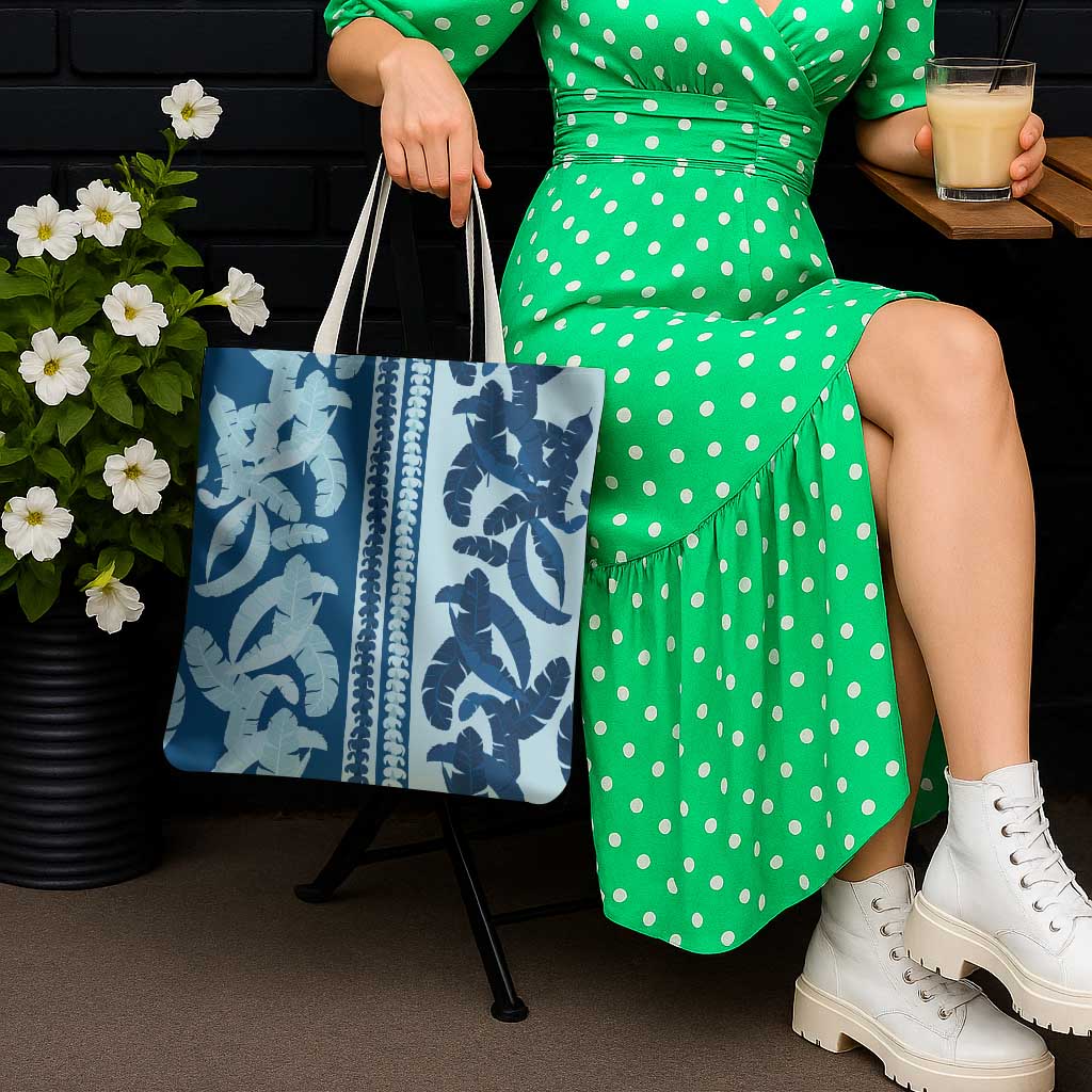 Hawaii Pua Kenikeni Lei Tote Bag With Lau Maia Royal Blue