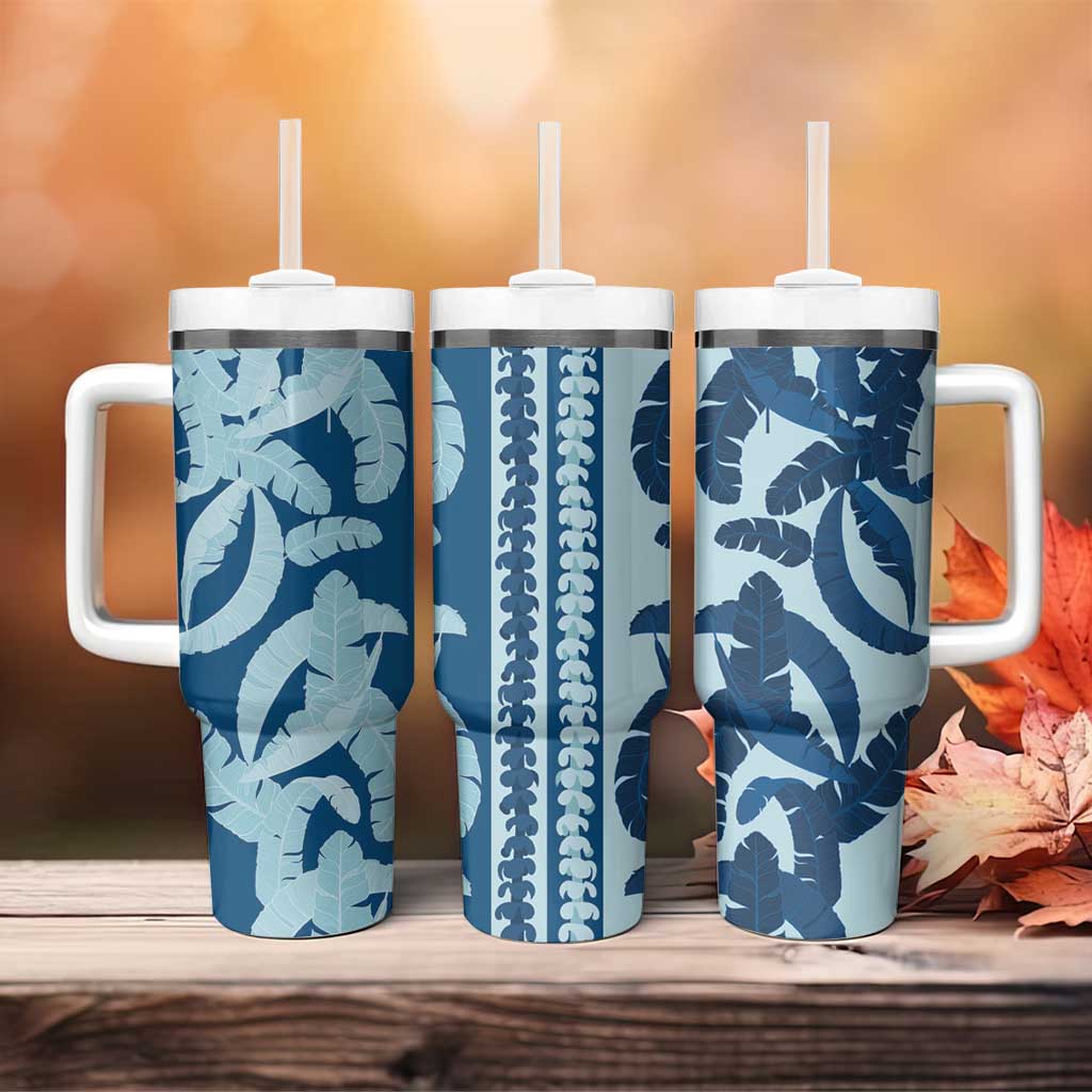 Hawaii Pua Kenikeni Lei Tumbler With Handle With Lau Maia Royal Blue