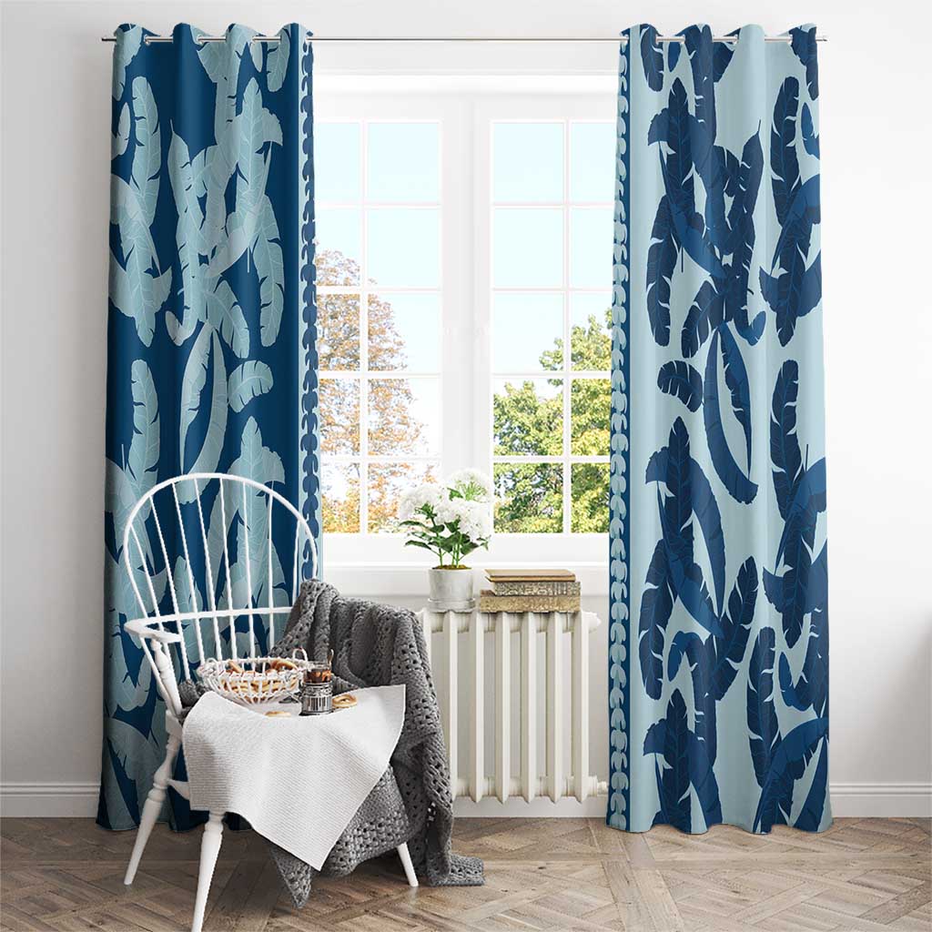 Hawaii Pua Kenikeni Lei Window Curtain With Lau Maia Royal Blue