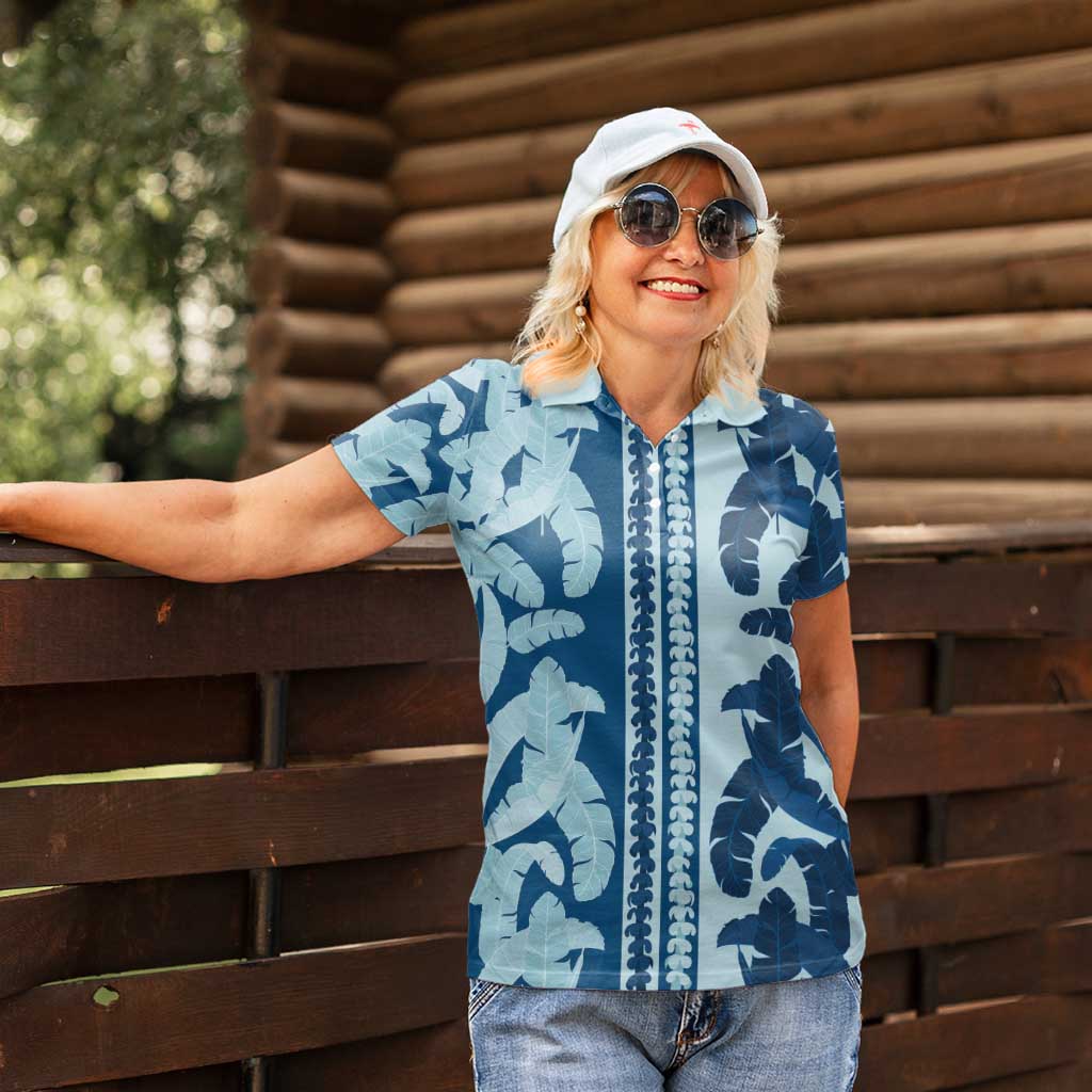 Hawaii Pua Kenikeni Lei Women Polo Shirt With Lau Maia Royal Blue