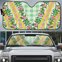 Hawaii Pikake Lokelani Plumeria Lei Auto Sun Shade Green Palaka Motifs